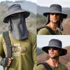 Multipurpose Outdoor Climbing Fishing Tourism Brim Sun Fisherman Hat Summer Men Multifunction Bucket Hat Sun Protection Cap L230523