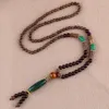 Colliers pendentifs WANGAIYAO Style national rétro longue chaîne de chandail en bois collier de perles de bois Bodhi coton pour hommes et femmes