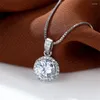 Pendentif Colliers Pierre Verte Clavicule Ronde Pour Femmes Charme Argent Couleur Chaîne Collier Blanc Zircon De Mariage Ras Du Cou Bijoux CZ