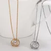 Pendant Necklaces MxGxFam Zircon Double Round For Women Fashion Jewelry 18 K / White Gold Color With 45cm Matching Chain.