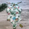Kadın Mayo Kadın Mayo Seksi Bikini Hollow Out Monokini İnce Çiçek Baskılı Yüzme Sütyen Tek Parça Plaj Giyim Biquini Kız