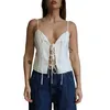 Women's Tanks Womens Y2K Going Out Tops Sleeveless Tie Front Crop Sexy Cardigan Tank Top Rave Camisoles Streetwear