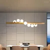 Kroonluchters Hanglampen LED-lamp Restaurantkroonluchter Scandinavische stijl Houtnerf Magische bonen Effen Eenvoudige barstrip