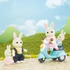 Stuffed Plush Animals Toy Calico Critters Forest Family Miniatures Stroller for Dolls Dessert Car Motorcycle Doll House Accessories Dollhouse Girl 230605