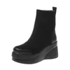 Bottes femmes bottes 2022 automne hiver Botines Chelsea chaussures à plate-forme courte Chunky élégant cheville noir livraison gratuite et bas prix Z0605