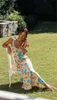 New Arival Vestido de verano para mujer Diseño de flores de moda Sexy Club Impreso con cordones Faldas de playa con cuello halter de longitud media