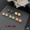 Mässing Copper Stud Real Gold Plated 925 Silver Luxury Brand Designers Letters Stud Geometric Famous Womens Crystal Rhinestone Earring Wedding Party Jewerlry Gifts