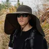 Summer Foldable Removable Bucket Hats Men's Panama Hat Designer Sun Hat with Neck Flap Hiking Hat Solid Color Visor Big Size Hat L230523