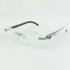 Endloses Buffs Diamonds Sonnenbrillengestell 3524012 mit Beinen aus natürlichen Hybrid-Büffelhörnern und 56-mm-Glas 5A