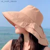 Summer Cool Sun Hat for Women Lightweight Ponytail Hats szerokie grzbiet anty-UV Srstring Beach Hat Traverl Składany wiadro Cap L230523