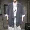 Ethnische Kleidung im chinesischen Stil, Leinenkleidung, Herren, Kimono, Strickjacke, traditionelle Yukata, japanische Samurai, lässig, asiatisch, 30357