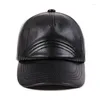 Ball Caps 2023 Autumn Men's Cold Proof Warm Sheepskin Leather Baseball Cap Natural Hats Snapback Brand Sports For Men