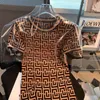 Vintage Elegant Jacquard Knitted Pencil Dress Women 2023 Summer Korean Fashion Ladies Slim Short Sleeve Round Neck Vestido Femme