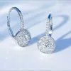 Charm Fashion Sterling Gümüş Yuvarlak Kristal Küpe Kadınlar İçin Zarif Düğün Partisi Takı R230605