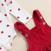 Giyim setleri yeni doğan kız bebek giysileri seti moda askı etek kalp baskı uzun kollu romper 2pcs sonbahar yürümeye başlayan bebek kıyafetleri