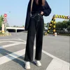 Jeans Femme Jeans Femme All-match Style Coréen Pantalon De Nettoyage Denim Vintage Noir Solide Taille Haute Automne Baggy Chic Ulzzang Rue Casual J230605