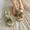 Slippare 2023 Summer Sandals Female Fairy Style Outdoor Casual Bow Thick Bottom Roman Flat Shoes Student Ladies Sandalias