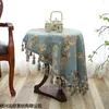Pano de mesa estilo europeu jacquard capa de mesa pano redondo jacquard mesa de café borla r230605