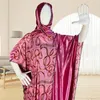 Ethnische Kleidung 2023 Afrikanische Kleider für Frauen Sommer Elegante Oansatz Polyester Rose Rot Langes Kleid Muslimischen Mode Abaya Maxi