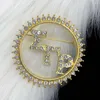 Brooches Sigma Gamma Rho Letter Golden Rhinestone Large Round For Women Fashion Style Coat Pin High Quality
