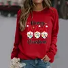 Moletom Feminino Estampa de Natal Plus Size Moda Feminina Feminina Pulôver com decote O Top Streetwear Moletons Sudaderas Con Capucha Moletom com Capucha