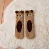 Femmes chaussettes automne hiver chaud en peluche chaussette filles dessin animé Panda sur le genou haut sommeil doux élastique corail polaire sol pour