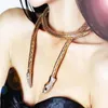 2019 mode collier femme smycken full strass Österrike tillbehör guld silver kristall orm longpendant halsband nj-140313q