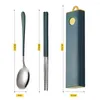 Dinnerware Sets 1 Set Cutlery Portable Stainless Steel Chopsticks Spoon Box Student Supplies For Kitchen Tableware