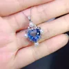 Łańcuchy 2023 Sterling Silver Natural Topaz wisiorek dla kobiet zaprojektowany w kształcie serca niebieski naszyjnik z cyrkonem biżuteria