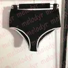 Vrouwen Gebreide Badmode Set Zomer Tweedelig Badpak Metalen Brief Hoge Taille Badpak