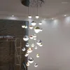 Lustres Nordic Lustre LED Sala de Estar Villa Duplex Escada em Espiral Cristal Areia Bola Decoração Clube Longo