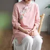 Ethnische Kleidung Chinesischen Stil Frauen Bluse 2023 Cheongsam Top Shirts Taste Herbst Blusen Hanfu Baumwolle Damen Tops 11764