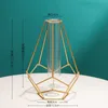 Vases Nordic Simple Golden Glass Vase Hydroponic Plant Flower Iron Geometric Test Tube Metal Holder Modern Home Decor 230603