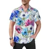 Herren Freizeithemden Aquarell Blume Mitternachtsblau Lila Floral Strandhemd Sommer Y2K Blusen Männer Druck Große Größe