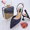 Обувь ботинок озеро синий цвет высококачественный прибытия сладкий стиль итальянский дизайн, подходящие для женщин и сумки в насосах для садовой вечеринки