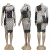 Designer Dresses For Woman Fashion Casual Printed Long Sleeve Round Neck Sexy Bodycon Party Dress Female Skirts