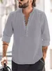 Plus Size 3XL Men's Casual Vintage Shirts fall New Design Men's Cotton Linen slim pleated long sleeved single-breasted shirt Chemise Homme
