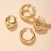 Boucles d'oreilles créoles 2023 bijoux tendance accessoires de mode pour femmes bijoux en gros plaqué or métal gros ovale pour les femmes