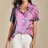 Femmes Blouses 2023 Femmes Shirs 3d Artistique Visage Imprimer Blouse D'été À Manches Courtes Tops T-shirts De Mode Dame Surdimensionné Chemises Femmes