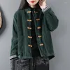 Vêtements ethniques velours côtelé Tang costume vêtements d'extérieur femmes Style chinois veste rembourrée Tradition Harajuku femme coton manteau Vintage à manches longues