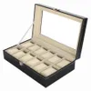 Top Quality Brand Pu Leather Watch Display Case Jewelry Collection Organizer Box 12 GRID Slots Watches Display Storage Square Box 236V