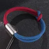 Bracelets porte-bonheur hommes Double couche multicolore noué corde Bracelet pour femme couleur argent acier inoxydable aimant boucle Infinity Couple
