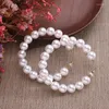 Hoop Earrings PTQASP Simple Plain Metal Pearl Fashion Big Circle Hoops Statement For Women Party Jewelry