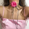 Anhänger Halsketten Lacteo Elegante Frauen Auf Hals Halskette Choker Mit Candy Farbe Blume Schmuck Kragen Schwarz Seil Kette Trendy 2023 party