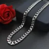 Kedjor hiphop 5mm 7mm 9mm smyckelänk kedja 316l rostfritt stål män silver färg charm titanhalsband 55 cm 60 cm