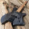 Acepro P90 micros guitare électrique sans tête couleur noir satiné corps en frêne manche en érable rôti frettes en acier inoxydable pont de qualité