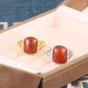 Cluster Rings JZ087 ZFSILVER Silver S925 Fashion Trendy South Red Agate Elegant Classic Simple Geometry Oval Women Wedding Party Jewelry