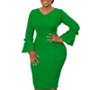 Roupas étnicas Vestidos africanos para mulheres Verão Elegante Sexy Manga Flare Vermelho Laranja Verde Cintura Alta Bodycon Vestido Robe Roupas