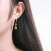 Stud Earrings Authentic S925 Silver Inlaid Natural An Jade Jasper Water Drop High Quality Female Jewelry Style Gifts