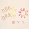 False Nails Pink & Yellow Square Fake Durable And Never Splitting For Hand Decoration Nail Art